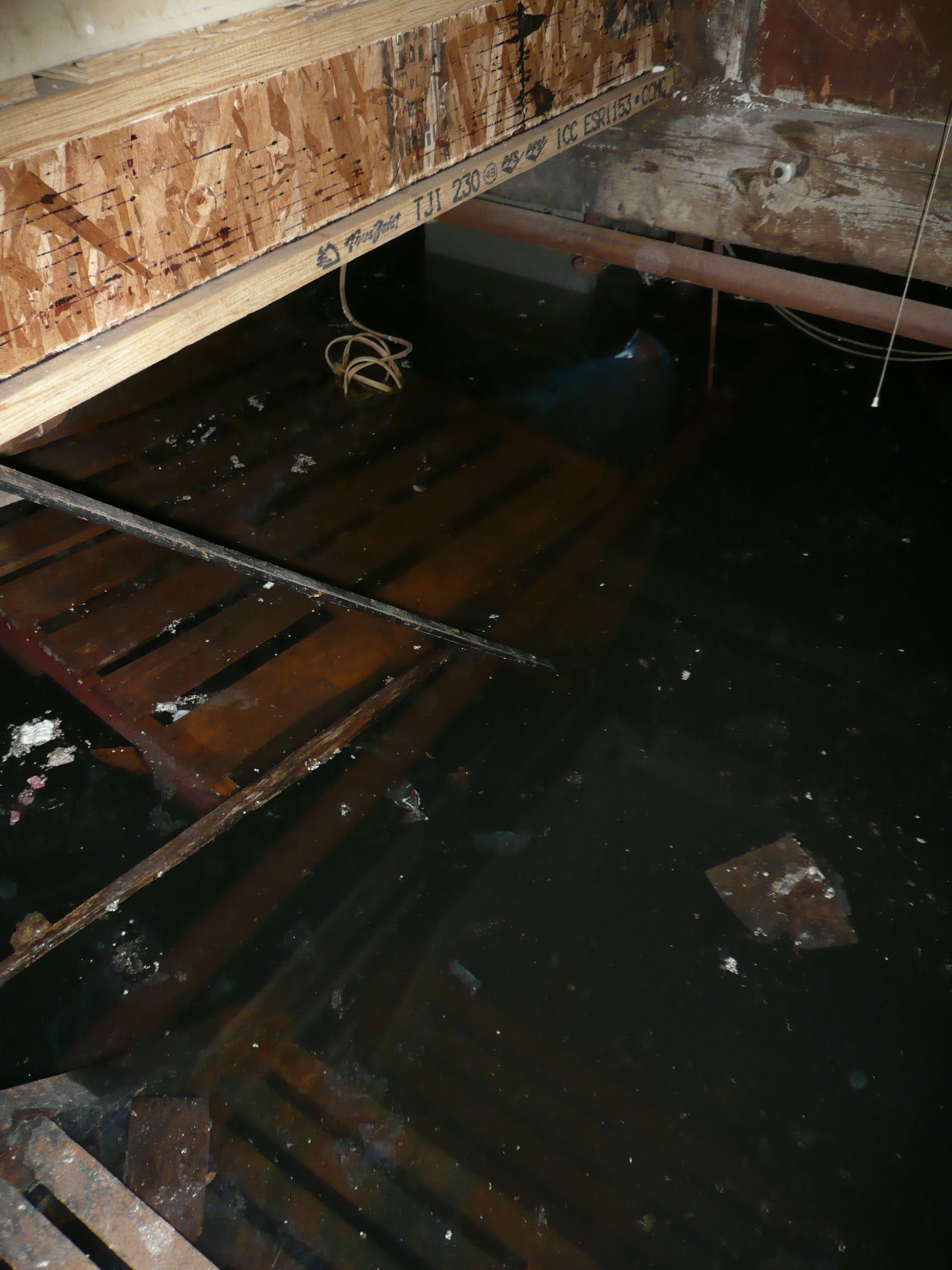 Floating pallet near rafters