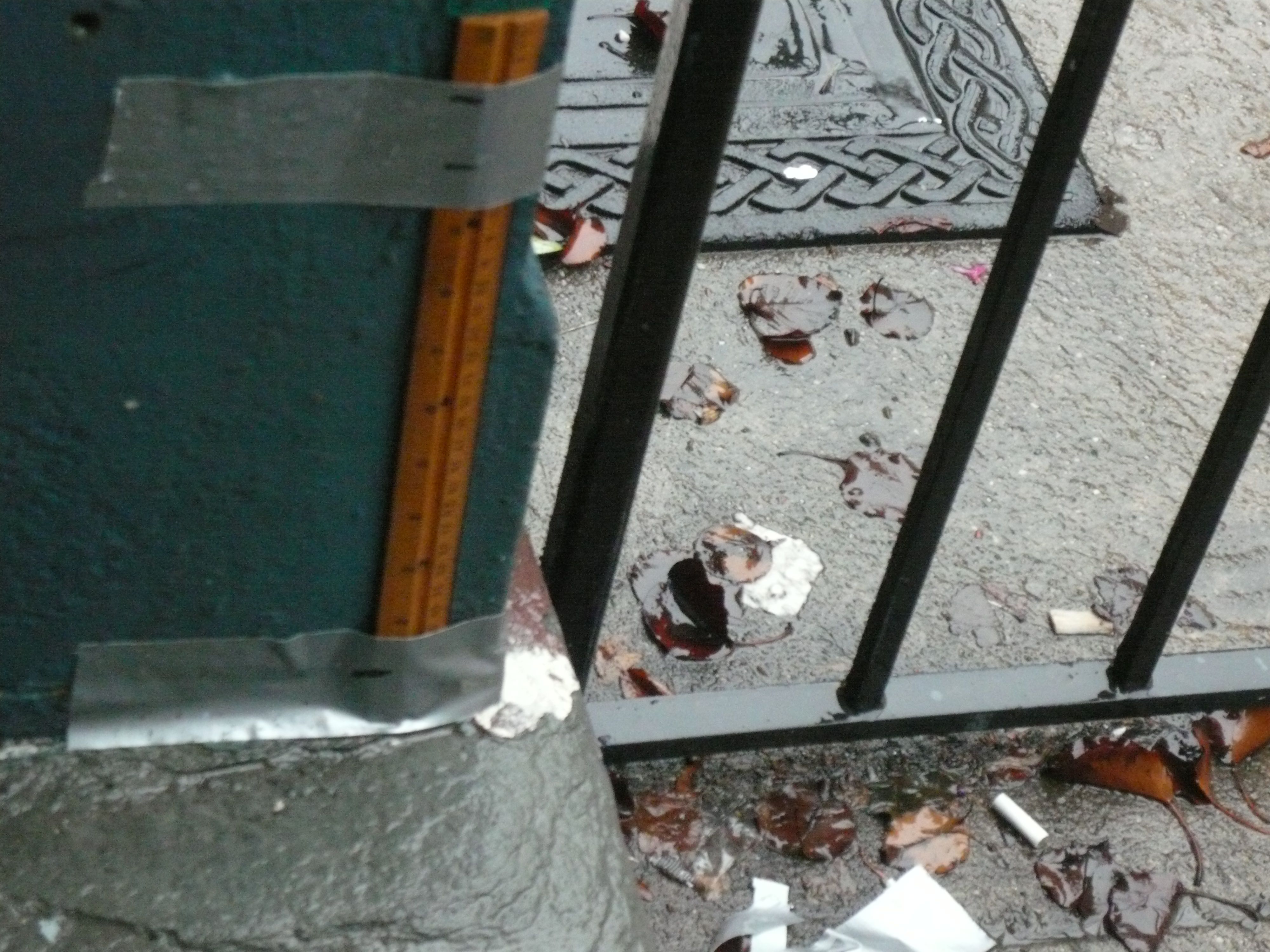 Front stoop with ruler - kind dry here.
